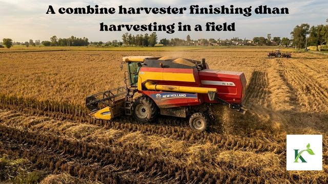 dhan harvesting by combine
